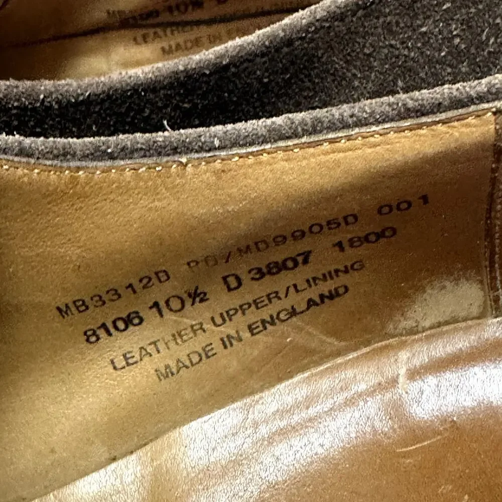 NEW HEELS Crockett & Jones Suede Plain Toe Derby Bench Made in England 10.5 D